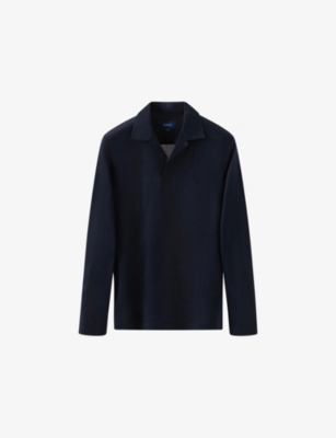 ETON: Spread-collar jacquard knitted cotton polo shirt