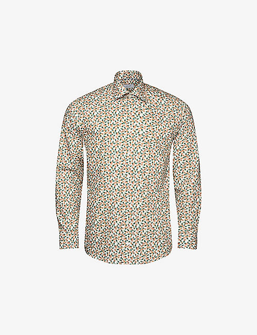 ETON: Printed regular-fit cotton-blend shirt