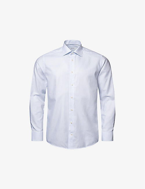 ETON: Striped regular-fit cotton-blend Oxford shirt