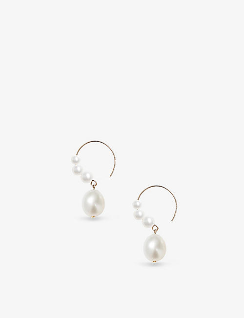 THE ALKEMISTRY: Poppy Finch 14ct yellow-gold and pearl drop earrings