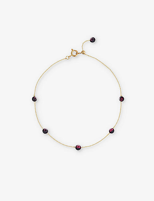 THE ALKEMISTRY: Garnet beaded 18ct yellow-gold ankle chain