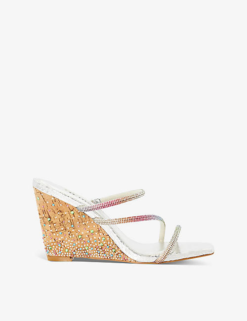 DUNE: Miri Crystal diamante-embellished wedge sandals
