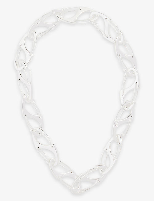 MARTINE ALI: Bias lanyard-clasp 925 sterling-silver plated brass necklace