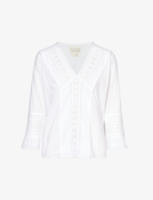 ASPIGA: Valentina broderie-trim organic-cotton blouse