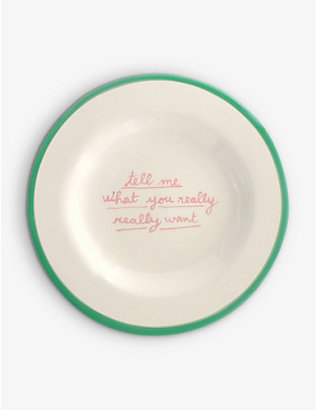 LAETITIA ROUGET: Tell me what you really really want hand-painted stoneware dessert plate 20cm