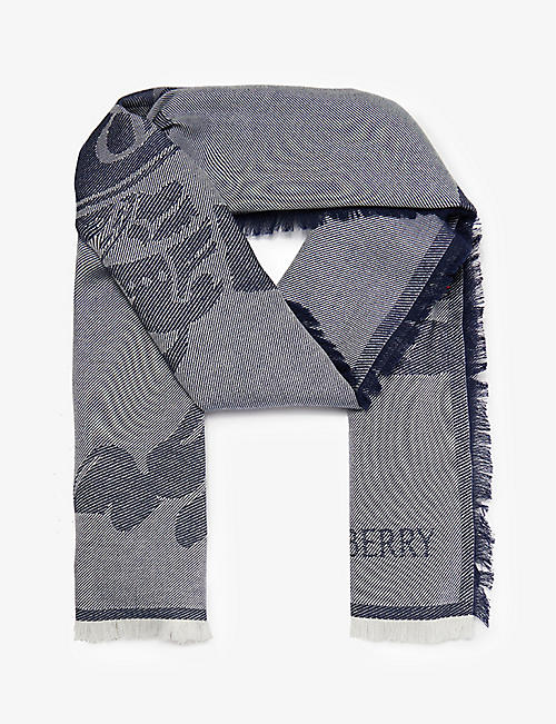 BURBERRY: Equestrian Knight Design jacquard-pattern wool-blend scarf