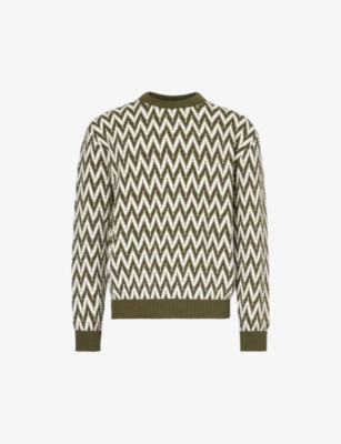 LANVIN: Chevron-pattern crewneck cotton-knit jumper