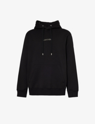 LANVIN: Branded-appliqué oversized-fit cotton-jersey hoody