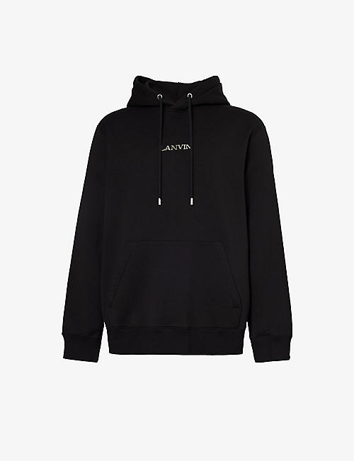 LANVIN: Branded-appliqué oversized-fit cotton-jersey hoody