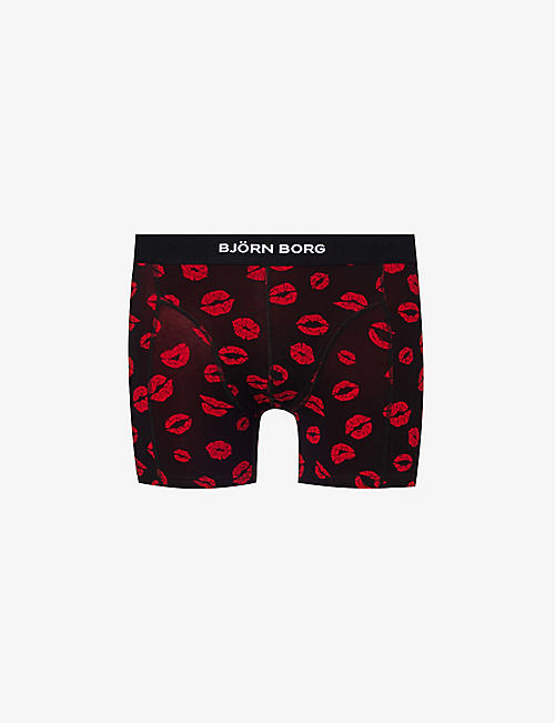 BJORN BORG: Branded-waistband patterned stretch-cotton boxers