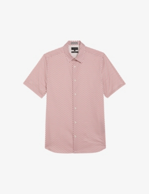 TED BAKER: Lacesho geometric-printed stretch-cotton shirt