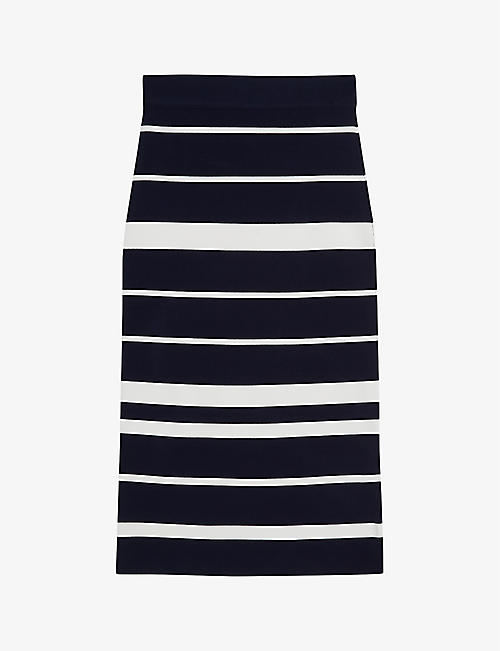 TED BAKER: Emiliha stripe stretch-knit midi skirt