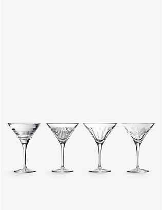 WATERFORD: Mixology mixed crystal martini glasses 125ml set of four