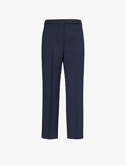 THEORY: Pressed-crease tapered-leg high-rise cropped trousers