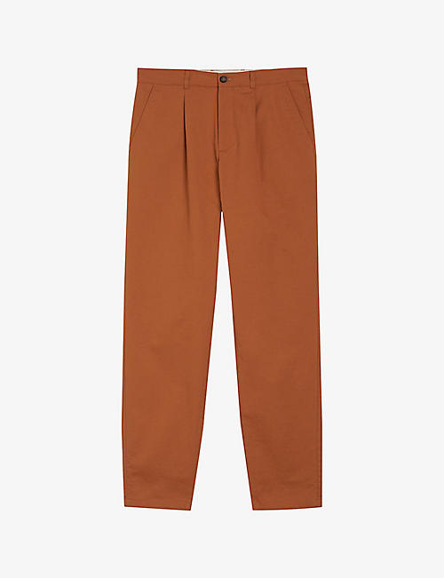 TED BAKER: Holmer regular-fit tapered-leg cotton-blend trousers