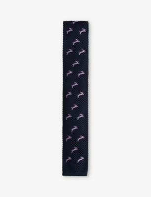 TED BAKER: Sanfred hare-embroidered knitted tie