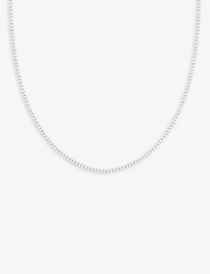 ASTRID & MIYU: Tennis rhodium-plated recycled sterling-silver and zirconia chain necklace