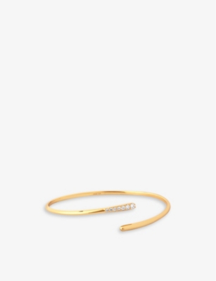 ASTRID & MIYU: Orbit 18ct yellow gold-plated<BR/>recycled sterling-silver and zirconia cuff