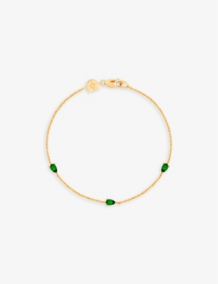 ASTRID & MIYU: 18ct yellow gold-plated recycled sterling-silver and green topaz charm bracelet