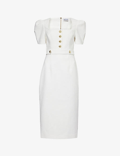 REBECCA VALLANCE: Clarisse branded-hardware cotton-blend midi dress