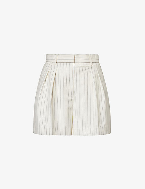 REBECCA VALLANCE: High-rise striped-pattern stretch-woven shorts