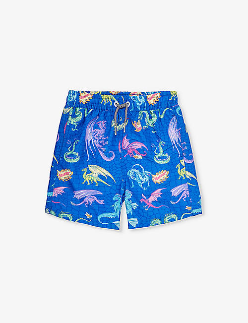 BOARDIES: Dragons graphic-print recycled-polyester swim shorts 1-13 years