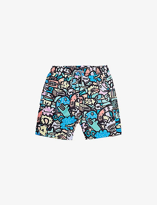 BOARDIES: Monsters graphic-print recycled-polyester swim shorts 1-13 years