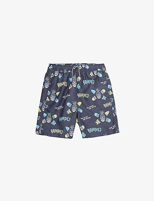 BOARDIES: Brand-patch recycled-polyester swim shorts 3-13 years