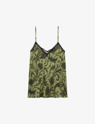 THE KOOPLES: Lace-trim graphic-print woven top