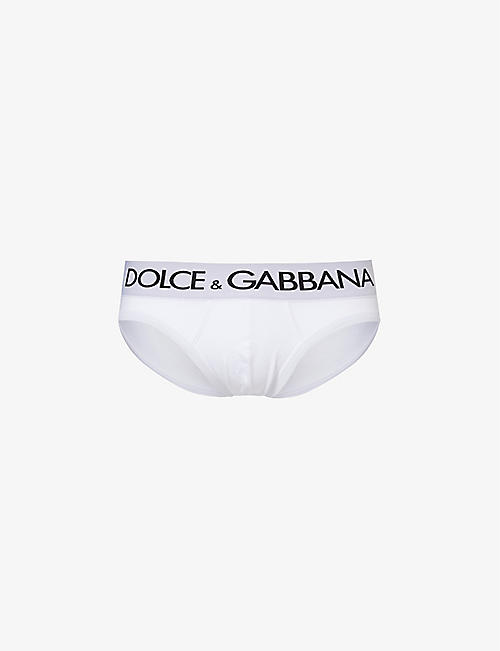 DOLCE & GABBANA: Logo-waistband stretch-cotton briefs