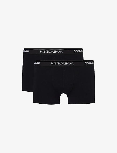 DOLCE & GABBANA: Logo-waistband pack of two stretch-cotton boxers