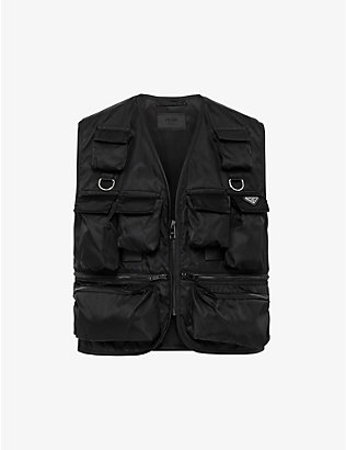 PRADA: Logo-print quilted-pattern Re-Nylon vest