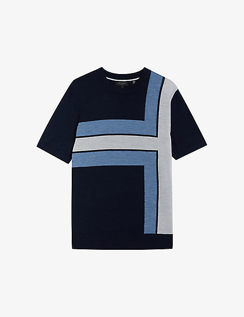 TED BAKER: Tiltz colour block-print wool T-shirt