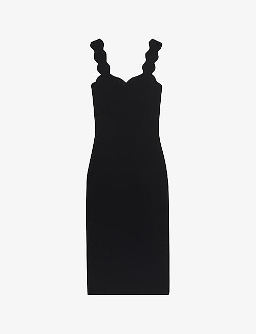 TED BAKER: Sharmay scallop-trim knitted midi dress