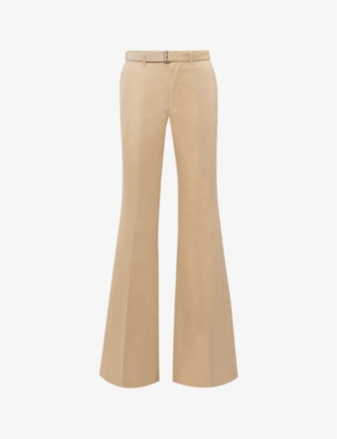 SACAI: Detachable-belt wide-leg high-rise cotton-blend trousers