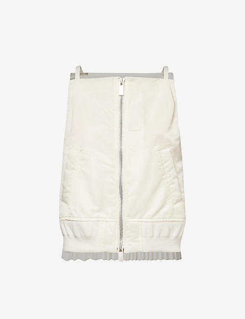 SACAI: Bomber pleated-panel relaxed-fit shell top