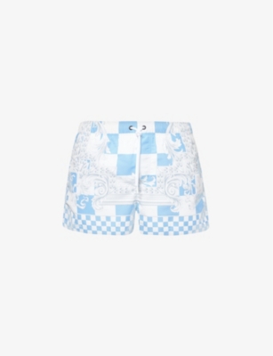 VERSACE: Check-patterned low-rise swim shorts