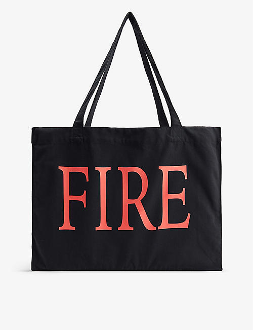 HIGHSNOBIETY: Chiltern Firehouse brand-print recycled cotton-blend tote bag