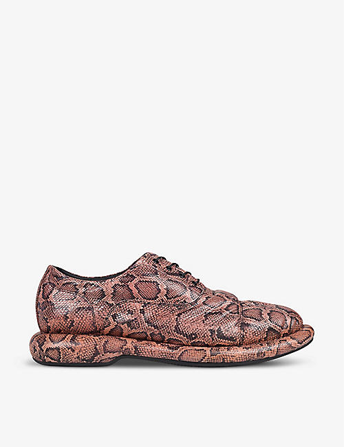 MARTINE ROSE X CLARKS: Martine Rose x Clarks snake-effect quilted-leather Oxford shoes