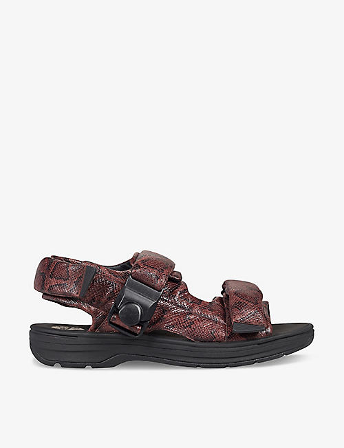 MARTINE ROSE X CLARKS: Martine Rose x Clarks Cur padded snakeskin-embossed leather-down sandals