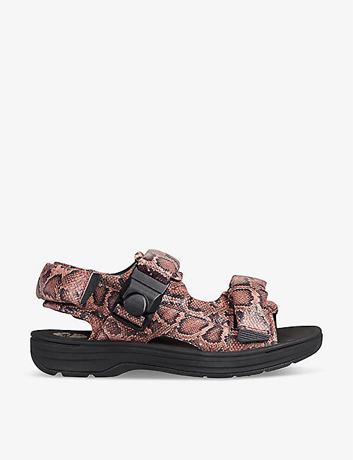 MARTINE ROSE X CLARKS: Martine Rose x Clarks padded snakeskin-embossed leather-down sandals