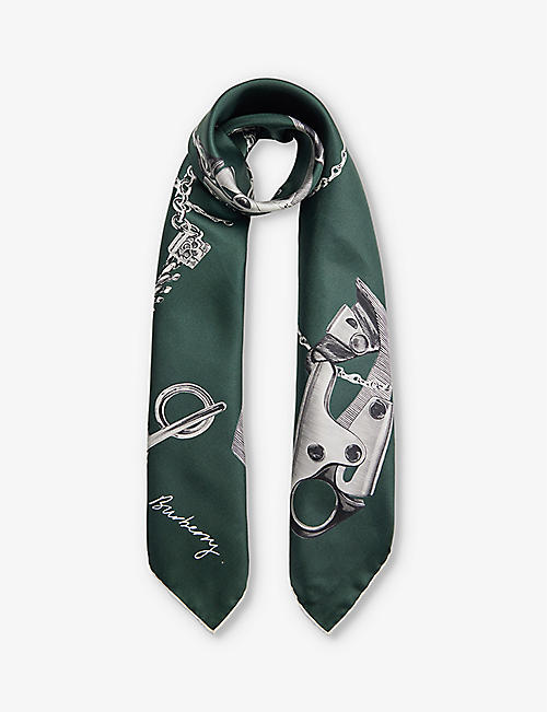 BURBERRY: Knight Clip graphic-print silk scarf
