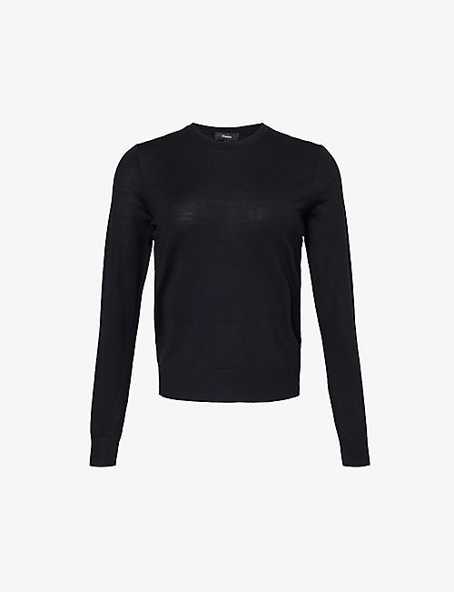 THEORY: Round-neck regular-fit wool-blend knitted top