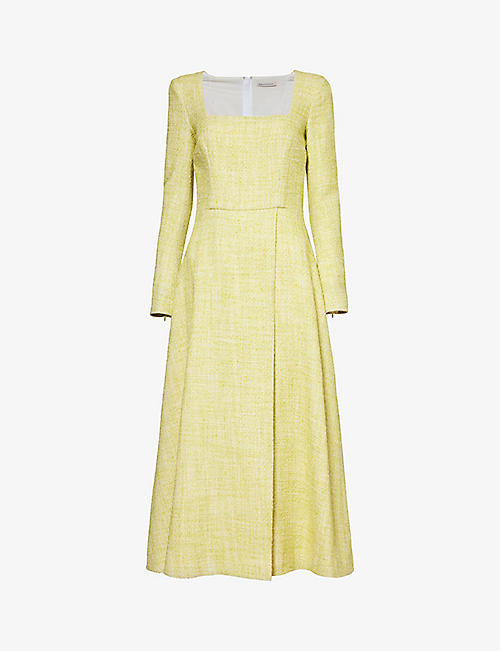 EMILIA WICKSTEAD: Fara tweed-texture cotton-blend maxi dress