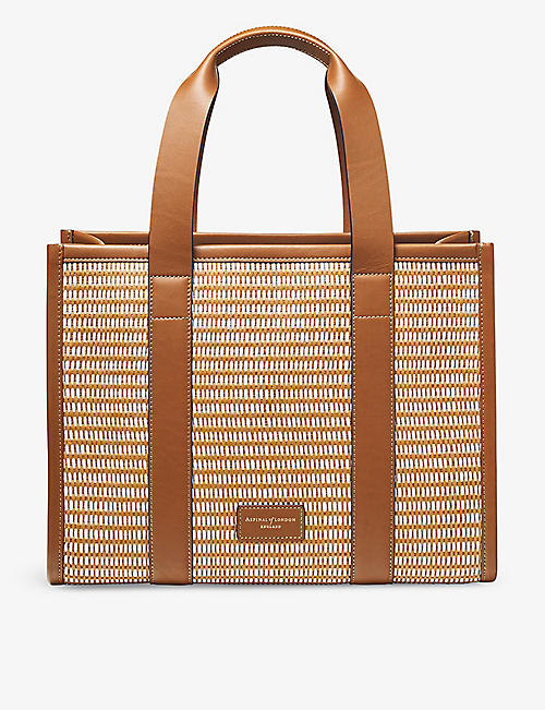 ASPINAL OF LONDON: Henley small chevron-woven leather tote bag