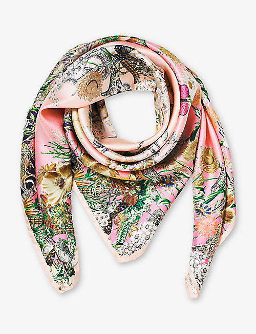 ASPINAL OF LONDON: Graphic-print square silk scarf