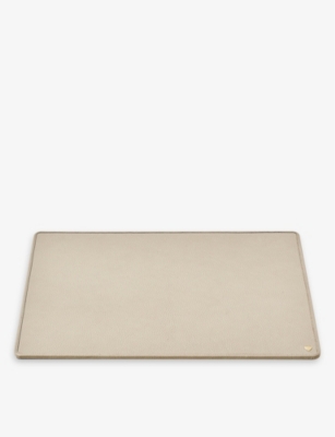 ASPINAL OF LONDON: Branded A3 grained-leather desk pad