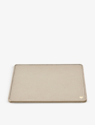 ASPINAL OF LONDON: Logo plaque pebble leather mouse pad 22.5cm x 25cm