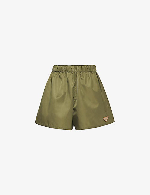 PRADA: Re-Nylon logo-plaque recycled-nylon shorts