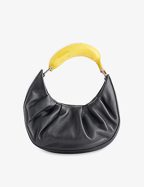 PUPPETS AND PUPPETS: Banana ruched leather hobo bag